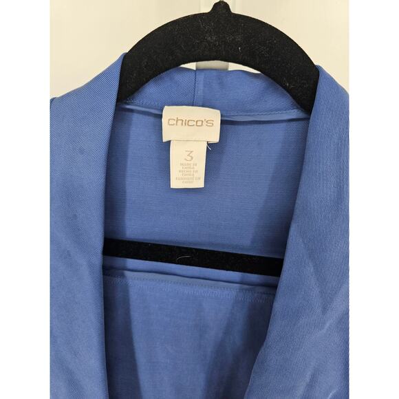 Chico's Women's Long Sleeve Purple Open Front Pockets Ruffle Jacket Size 3 (XL) - Picture 3 of 4